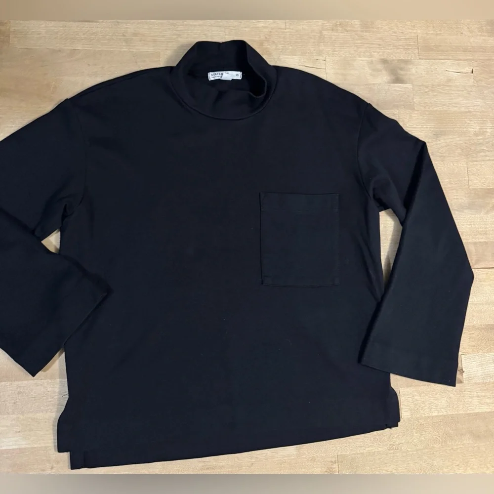 Stateside Anthropologie oversized long sleeve pocket T shirt in black